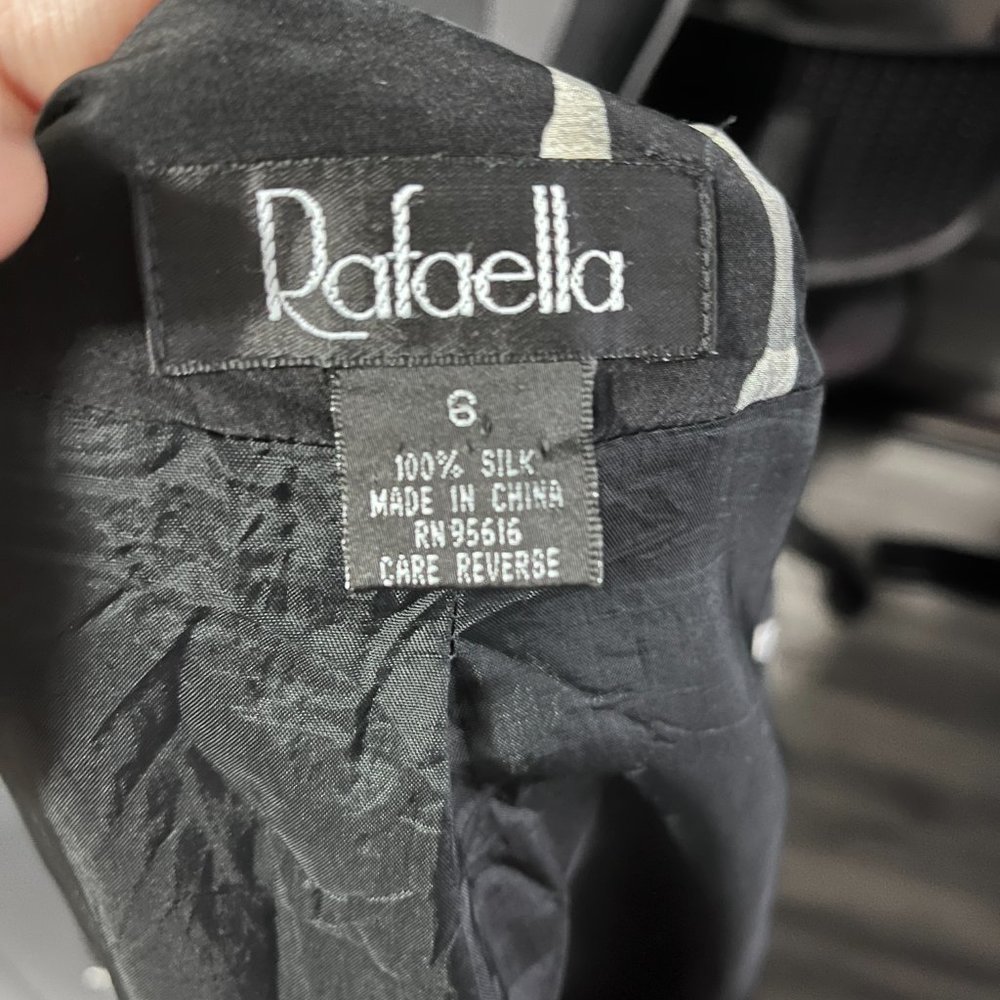 Rafaella Floral Print Black 100% Silk Blazer Size 6 - Picture 7 of 8